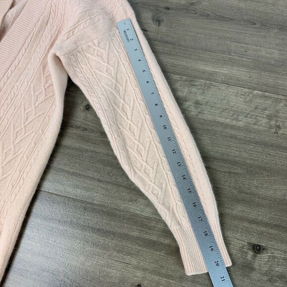 Peck & Peck Women's Long Cardigan Size Small Peach Open Front Lamb Wool Pockets - Picture 8 of 11